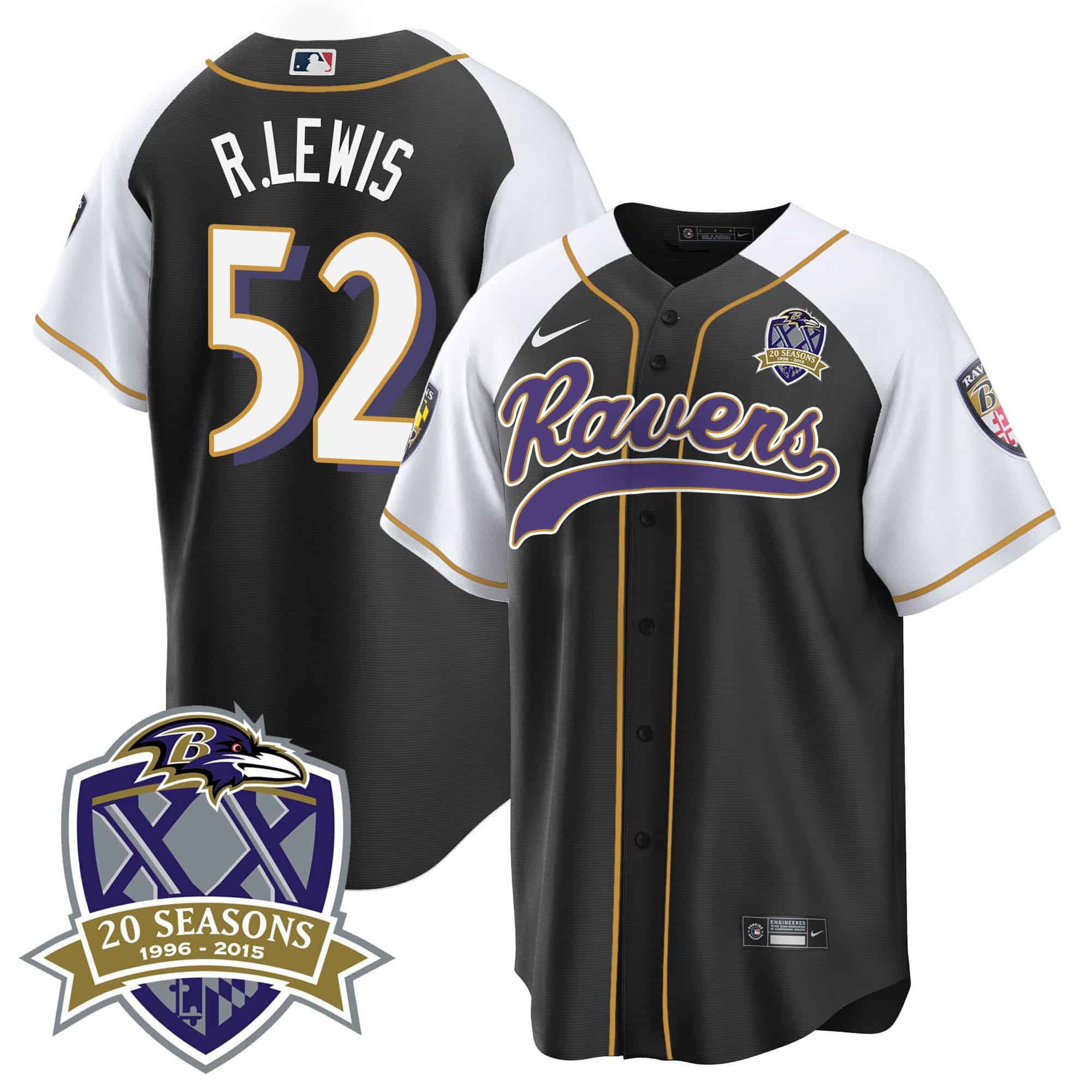 Men Baltimore Ravens #52 R.Lewis Black 2024 Nike 20th Season Patch Baseball NFL Jersey->indianapolis colts->NFL Jersey